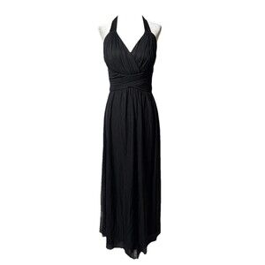 White House Black Market Black Halter Maxi Dress Size 2